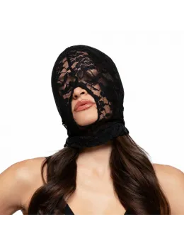 Bedroom Fantasies Lace Mask with Mouth Opening Black Elegant Design