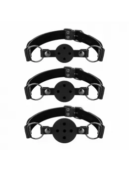 Bedroom Fantasies Adjustable Ball Gag Set 3-Pack Black - Breathable Design