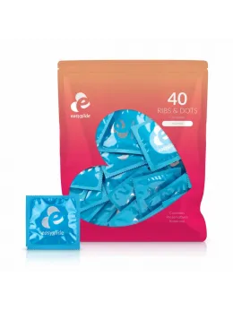 EasyGlide Ribs & Dots Intimate Protection Condoms 40 pcs Anatomical Fit