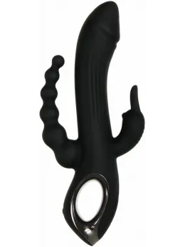 Evolved Trifecta Multi-Motor Silicone Vibrator Black Waterproof
