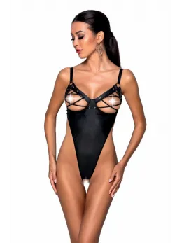 Cottelli Collection Celine Bodysuit Black - Faux Leather, Adjustable Straps
