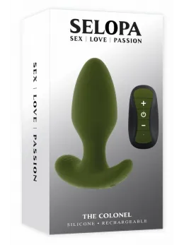 SELOPA THE COLONEL Vibrating Plug Silicone Remote Control Black 10.2cm