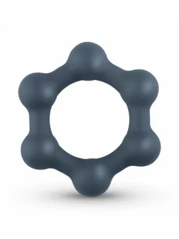 Boners Hexagon Silicone Ring with Integrated Steel Elements, Black