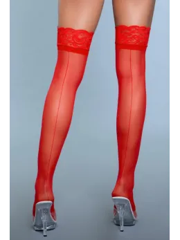Keep A Secret Elegant Thigh High Stockings Red with Lace Top