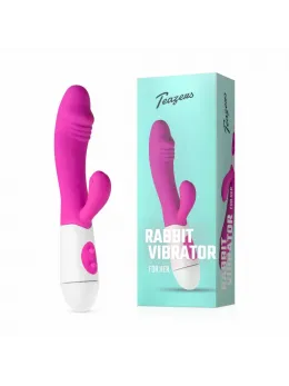 Teazers Pink Dual-Action Silicone Rabbit Vibrator, 10 Modes, Waterproof