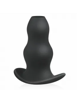 BUTTR Foxhole Silicone Hollow Plug - Large, Anatomical Design, Black