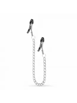 EasyToys Adjustable Metal Nipple Clamps with Chain - Silver Finish