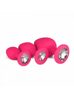 EasyToys Silicone Jewel Plug Set Pink - 3 Sizes, Decorative Base