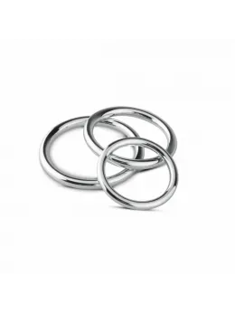 Sinner Gear Steel Intimate Ring Set - 3 Sizes, Silver, Anatomical Design