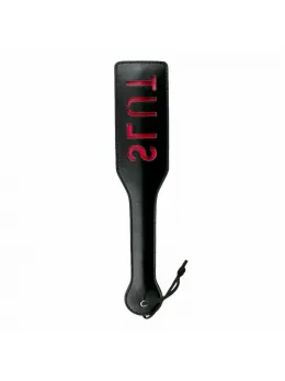 Ouch! Black Leather Impact Paddle with Red Inscription, Durable Design