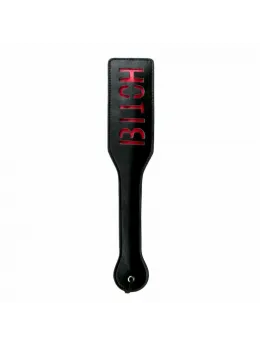 Ouch! Black Leather Paddle with Red Lettering - Ergonomic Handle
