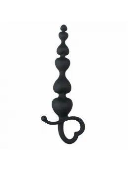Easytoys Heart Handle Black Silicone Training Beads 19 cm