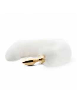 Rimba Metal Intimate Plug with Faux Fox Tail - Silver & Grey, Medium