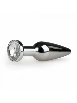 Sinner Gear Metal Plug Silver Large with Clear Crystal Accent