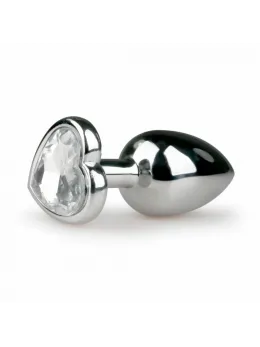 EasyToys Aluminium Plug Heart Crystal Medium Silver Elegant Design