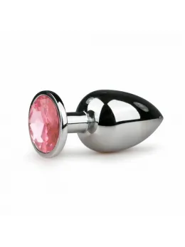 Sinner Gear Silver Intimate Plug with Pink Crystal Large Aluminium
