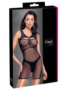 Cottelli PARTY Mini Dress & Matte Harness with Thong XL Black Set