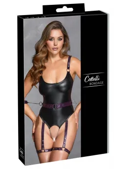 Cottelli Bondage Body S - Matte Black Suspender Set with Detachable Belts