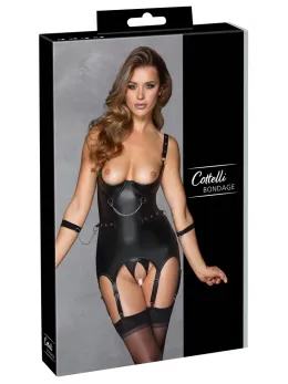 Cottelli Bondage Basque Set S Matte Finish with Handcuffs & Chains