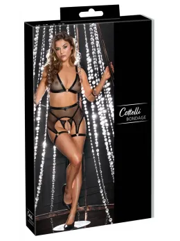 Cottelli Bondage Set M - Matte Net Lingerie with Adjustable Accessories