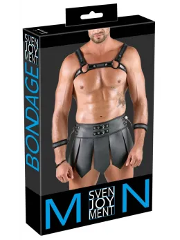 Svenjoyment Bondage Gladiator Set XL - Black Skirt & Chest Harness Kit
