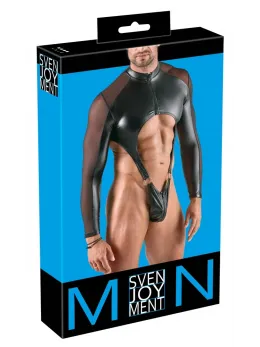 Svenjoyment Men's Body L Black Matte & Mesh Contrast, Zipped, Long Sleeve