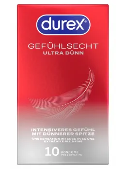Durex Gefuhlsecht Ultra Thin 10-Pack Premium Latex Condoms 56mm