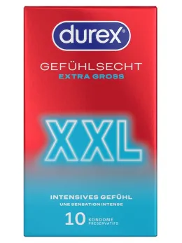 Durex Gefuhlsecht Extra Gross XXL 10 pcs - Large Anatomical Condoms 60mm