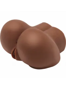 Big Ass мастурбатор с два отвора и вибратор, TPR, кафяв, 21 см