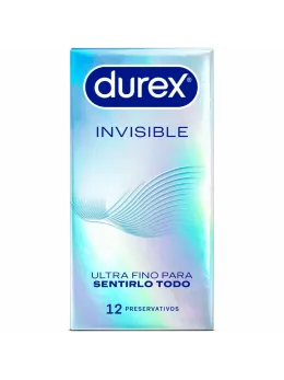 Durex Invisible Extra Thin 12-Pack - Ultra-Fine, Regular Size, Silicone Lubricated
