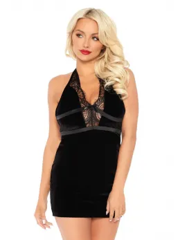 Velvet Backless Halter Dress Elegant Black Mini with Open Back