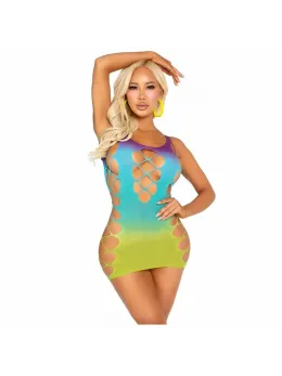 Leg Avenue Seamless Mini Dress Ocean Blue with Decorative Cutouts