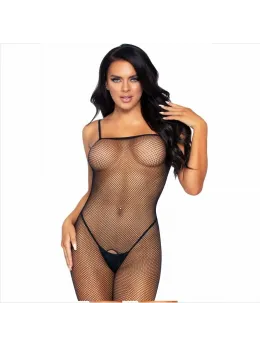 Leg Avenue Bodystocking Fishnet Black One Size - Open Design Mesh