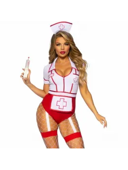 Leg Avenue Nurse Uniform Red/White S - Strapless Bodysuit Costume Set