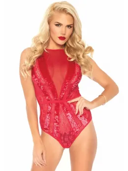 Dreamgirl Teddy Keyhole Back Snap Crotch Floral Lace Black S/M