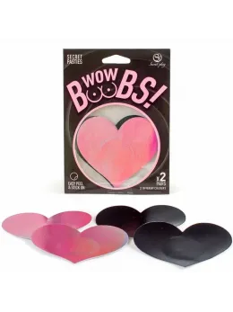 Secret Play WOW BOOBS! Heart-Shaped Holographic Body Covers Set 7.7x6.7cm