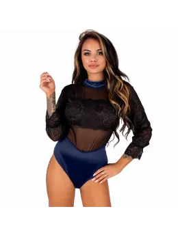 Livco Corsetti Drimina LC90690 Navy Blue Lace & Tulle Bodysuit, Elegant Design