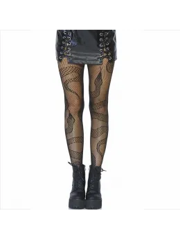 Leg Avenue Stockings Black Fishnet with Snake Pattern One Size
