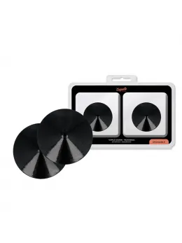 Coquette Chic Desire Elegant Black Metal Nipple Covers - Reusable Circles
