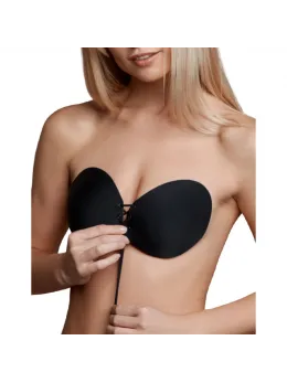 Bye Bra Round Lace-It Adhesive Bra Black Cup E - Invisible Strapless Solution