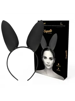 Coquette Chic Desire Vegan Leather Headband with Bunny Ears - Black