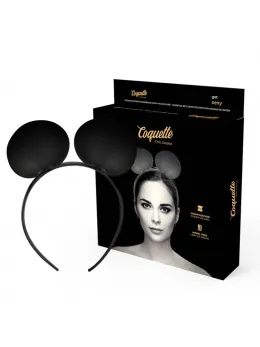 Chic Desire лента за глава с мишлета уши от веган кожа, черна, регулируема