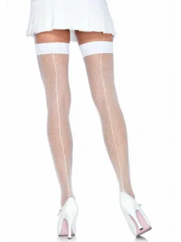 Leg Avenue Fishnet Backseam Thigh Highs Elegant Black Mesh Lingerie