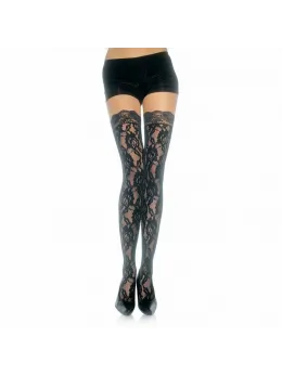 Leg Avenue Floral Lace Stockings Black One Size Elegant Design