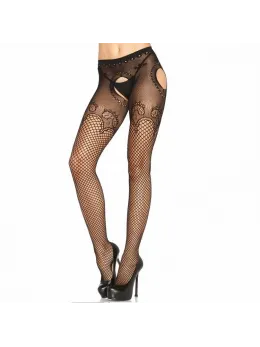 Leg Avenue Elegant Black Embroidered Mesh Panty One Size