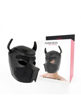 Darkness Neoprene Dog Mask L - Adjustable Removable Muzzle Black/Red