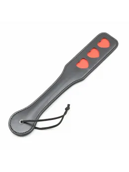 Ohmama Fetish Hearts Paddle - Black PVC Impact Accessory 32.6 cm