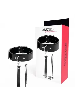 Darkness Collar Model 8435565904135 with Leather Chain - Adjustable, Padded, Black