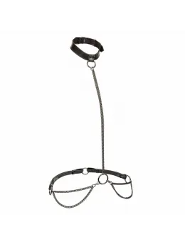 CalExotics Euphoria Chain Halter Collar & Leash Vegan Leather Adjustable