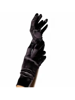 Leg Avenue Satin Gloves Black - Elegant Short Party Accessory One Size